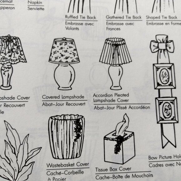 Vintage 90s Home Decor Sewing Pattern Curtain Tie Backs Pillows Accents 9801 - Picture 6 of 9